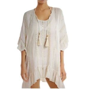 Surf Gypsy Gold Metallic Stripe Swim Cover Up M